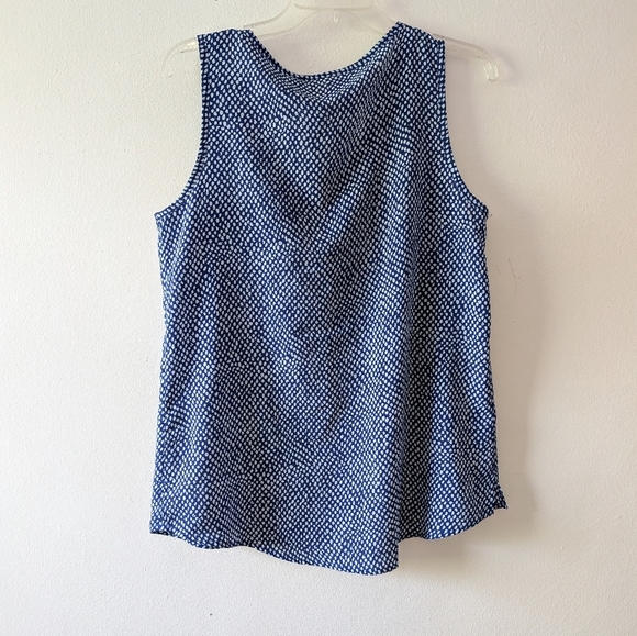 Chico's 1 Sleeveless Tank Top Blouse Shirt Button Down Blue - Picture 2 of 3